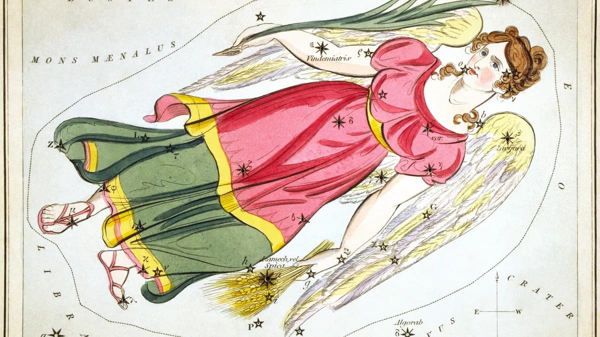 Sazviježđe Djevice na karti iz zbirke „Urania's Mirror“ iz 1824. godine