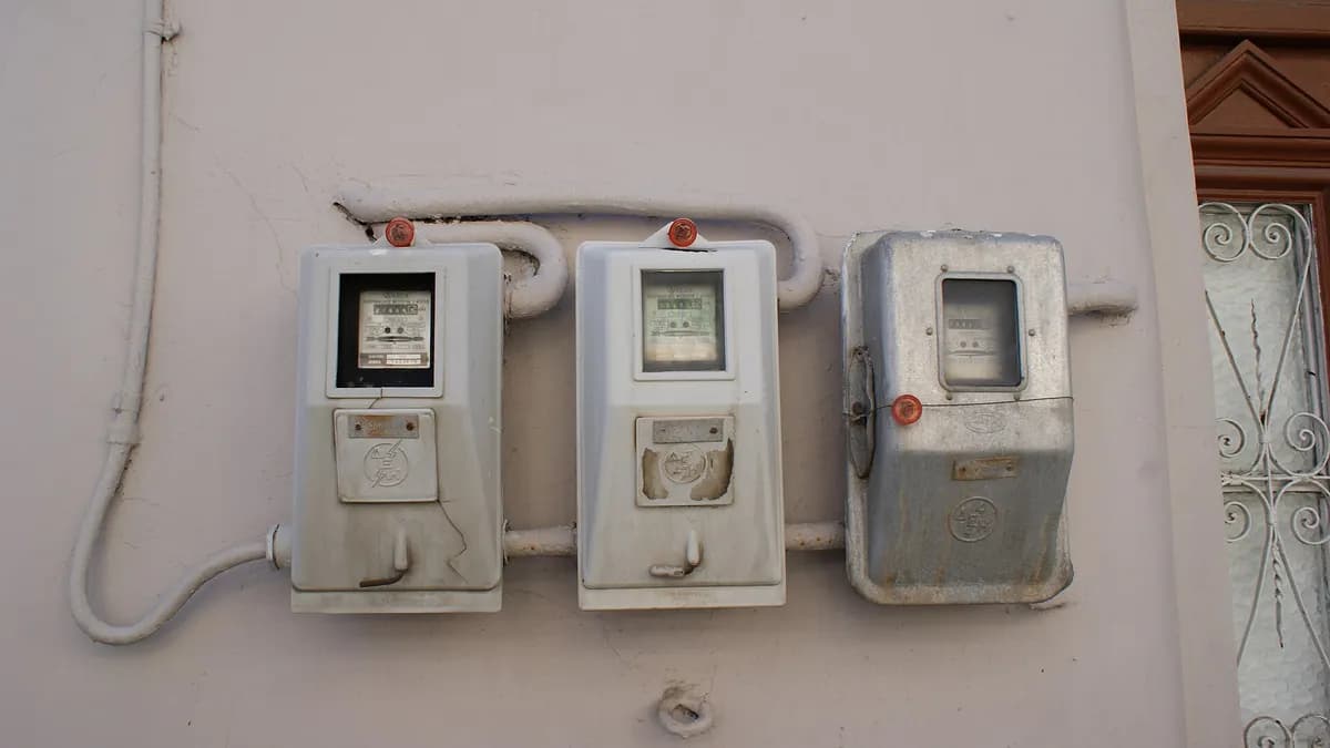 Brojila električne energije na vanjskom zidu kuće