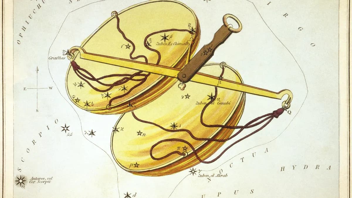 Sazviježđe Vage na karti iz zbirke „Urania's Mirror“ iz 1824. godine