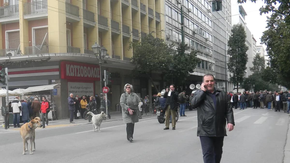Pas lutalica na ulici u Atini