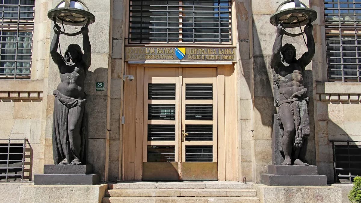 Zgrada Centralne banke Bosne i Hercegovine u Ulici maršala Tita u Sarajevu.