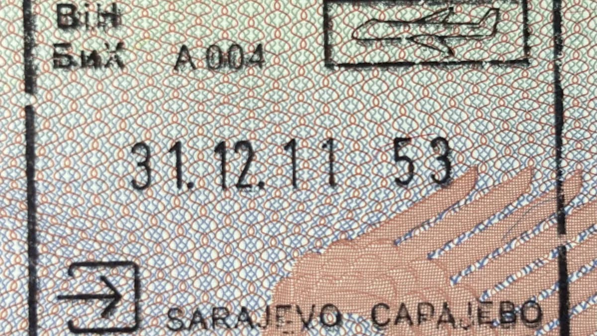 Ulazni pečat Aerodroma Sarajevo u putnoj ispravi
