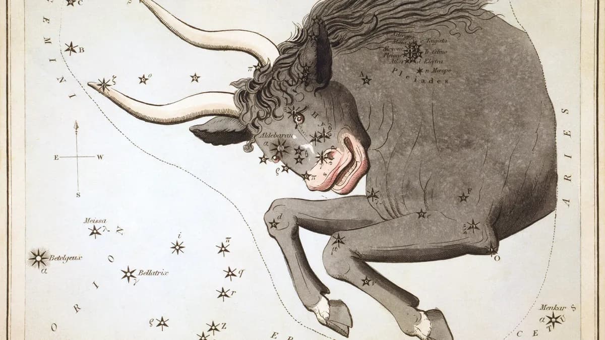 Sazviježđe Bika na karti iz zbirke „Urania's Mirror“ iz 1824. godine