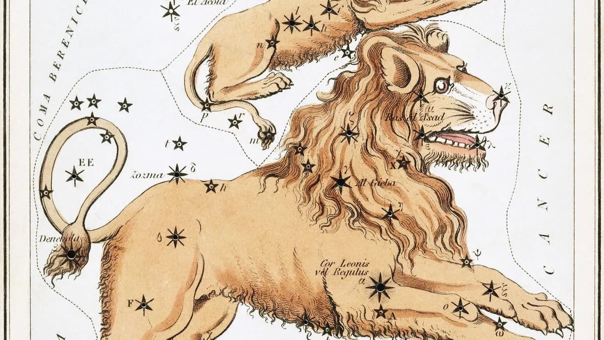 Sazviježđe Lava na karti iz zbirke „Urania's Mirror“ iz 1824. godine