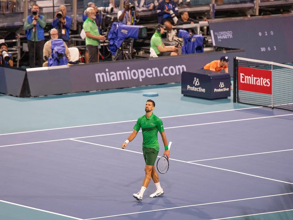 Novak Đoković na Miami Openu 2025. godine.