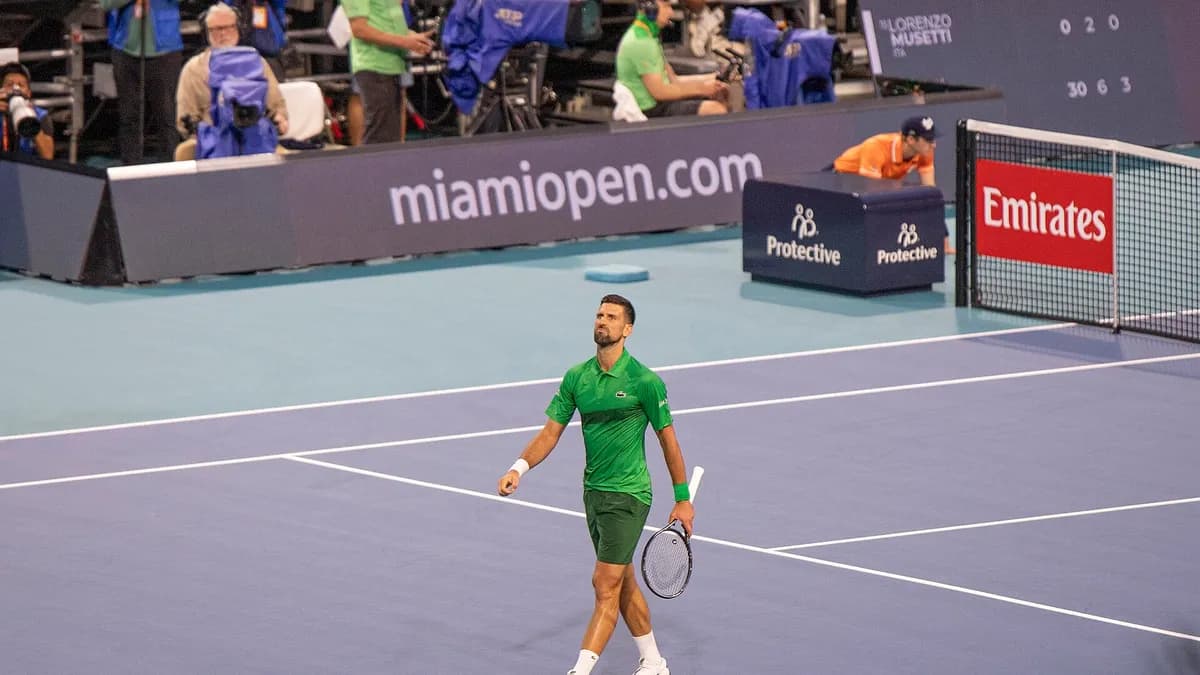 Novak Đoković na Miami Openu 2025. godine.