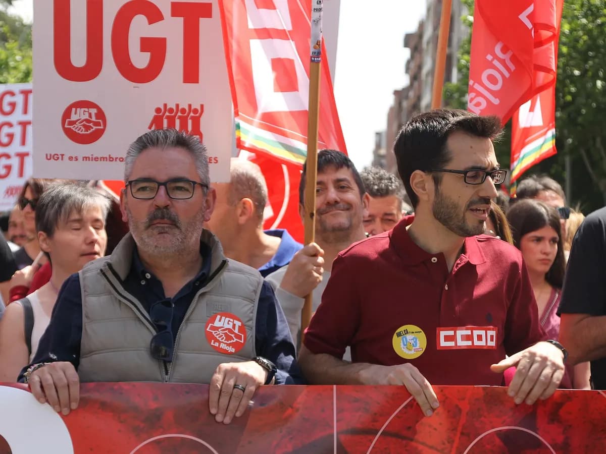 Arhiv: prvomajska povorka sindikata UGT i CCOO u Logroñu u Španiji, 1. maja 2026.