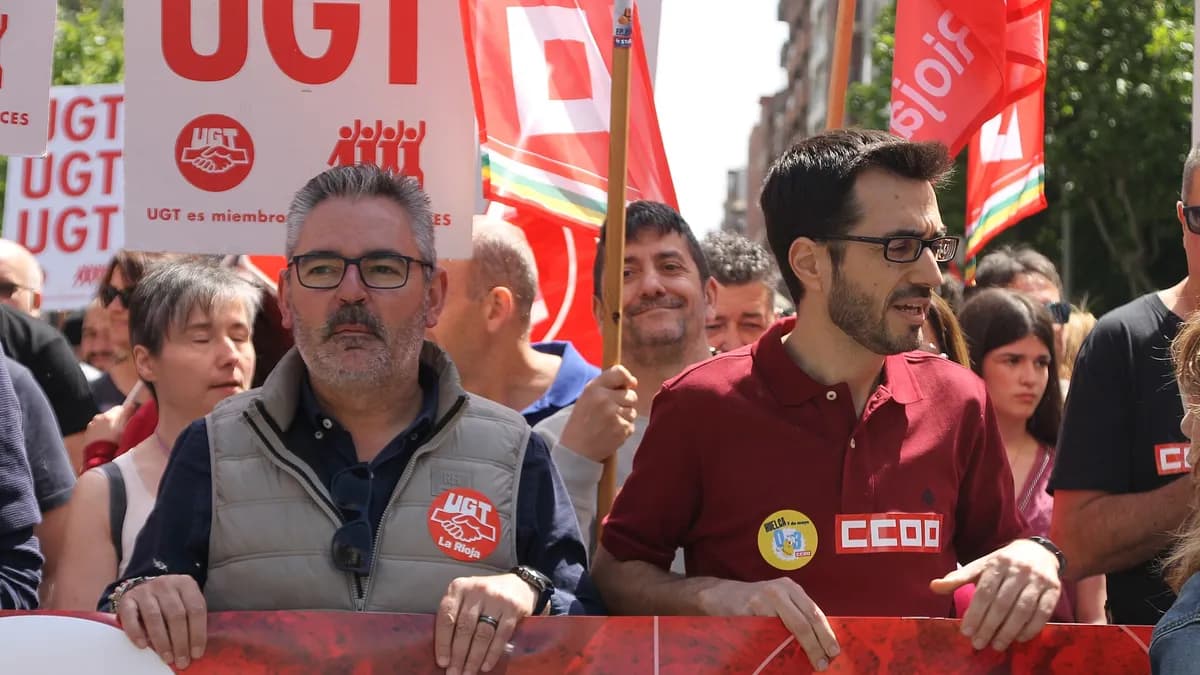 Arhiv: prvomajska povorka sindikata UGT i CCOO u Logroñu u Španiji, 1. maja 2026.