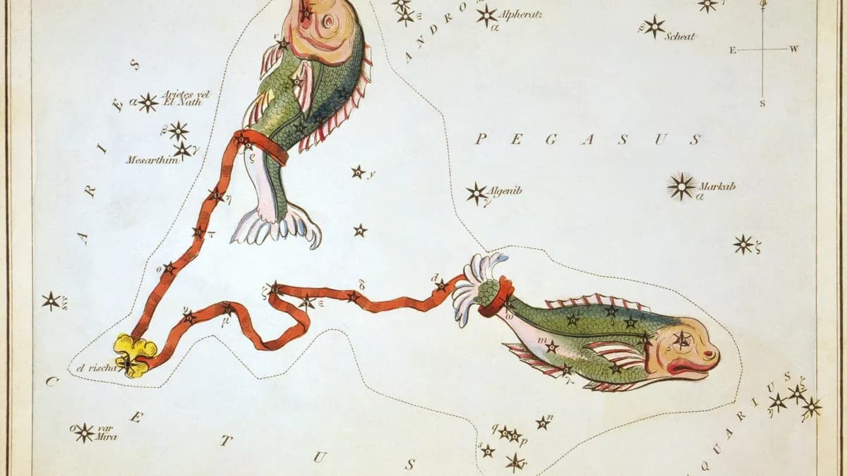 Sazviježđe Riba na karti iz zbirke „Urania's Mirror“ iz 1824. godine
