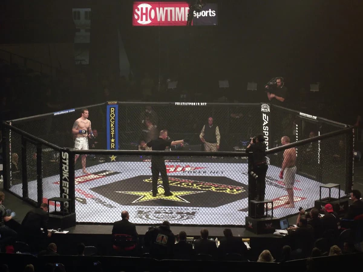 Ilustracija: kavez za MMA borbe na priredbi organizacije Strikeforce 2011. godine.
