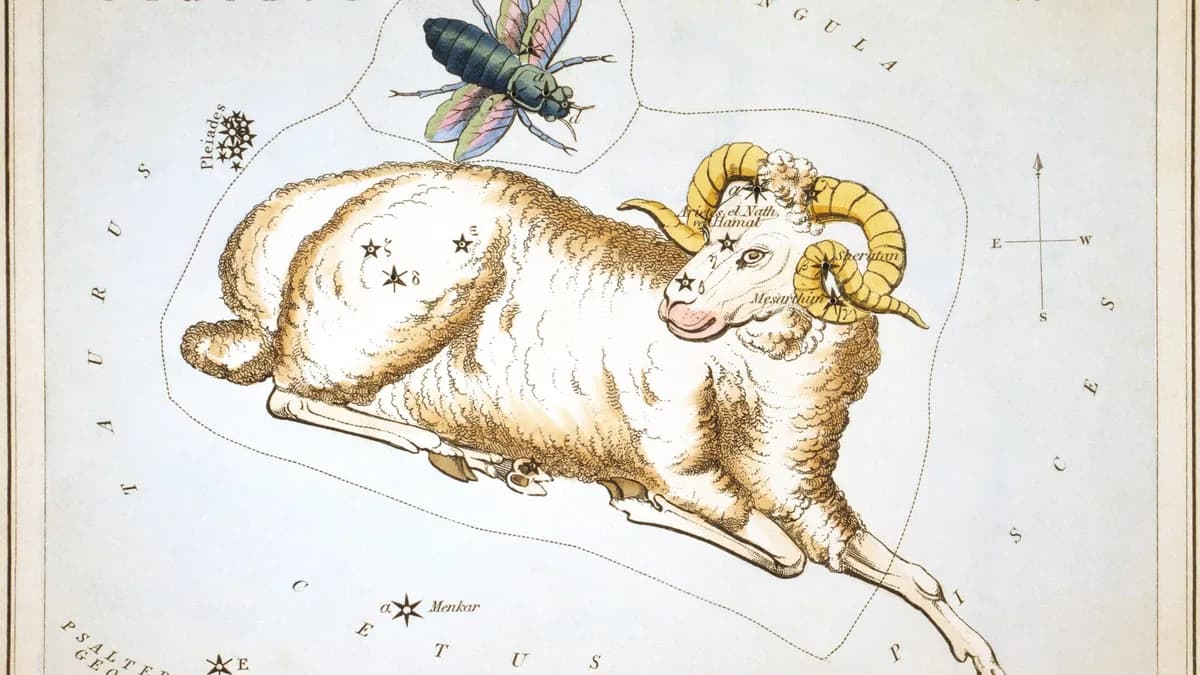 Sazviježđe Ovna na karti iz zbirke „Urania's Mirror“ iz 1824. godine