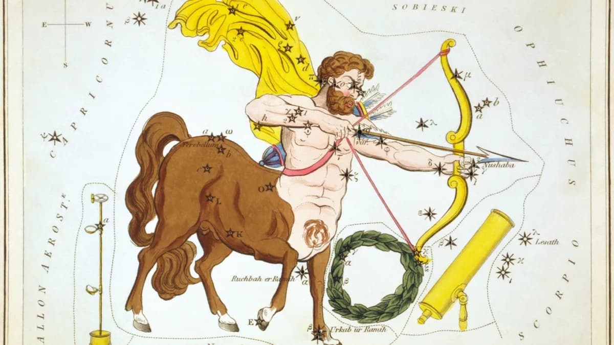 Sazviježđe Strijelca na karti iz zbirke „Urania's Mirror“ iz 1824. godine