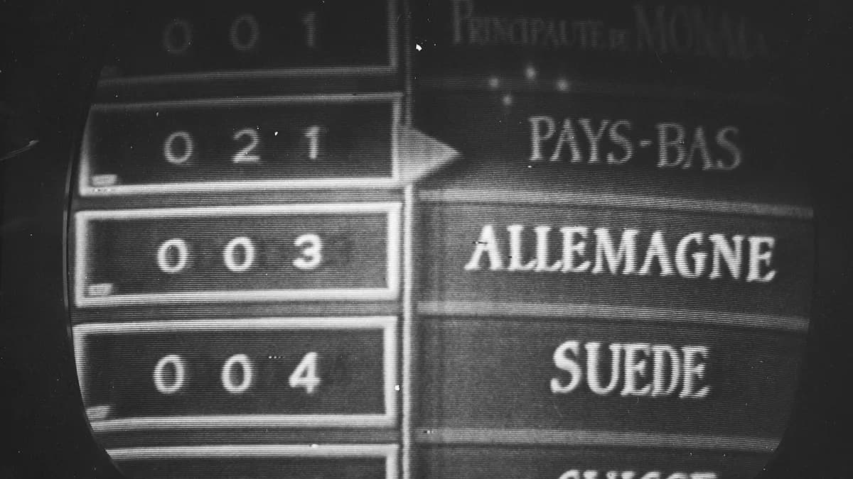 Semafor s bodovima na Pjesmi Eurovizije 1959. u Cannesu, snimljen s televizijskog ekrana